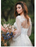 Long Sleeves Ivory Lace Tulle Sweet Wedding Dress